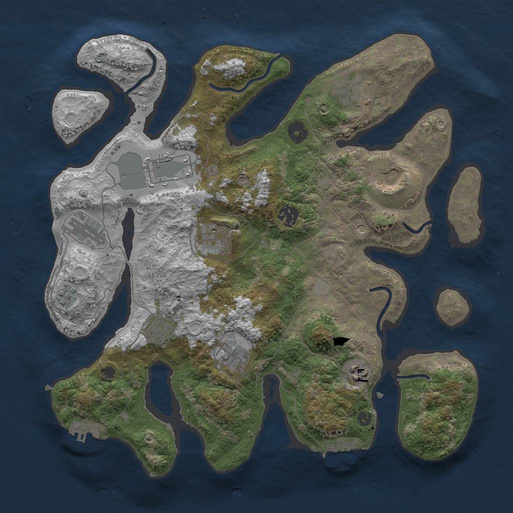 Rust Map: Procedural Map, Size: 3700, Seed: 78788432, 18 Monuments
