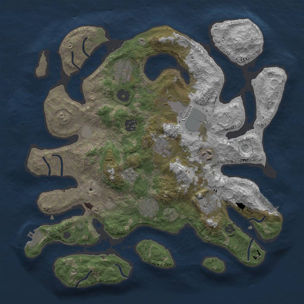 Rust Map: Procedural Map, Size: 3600, Seed: 1501463864, 16 Monuments