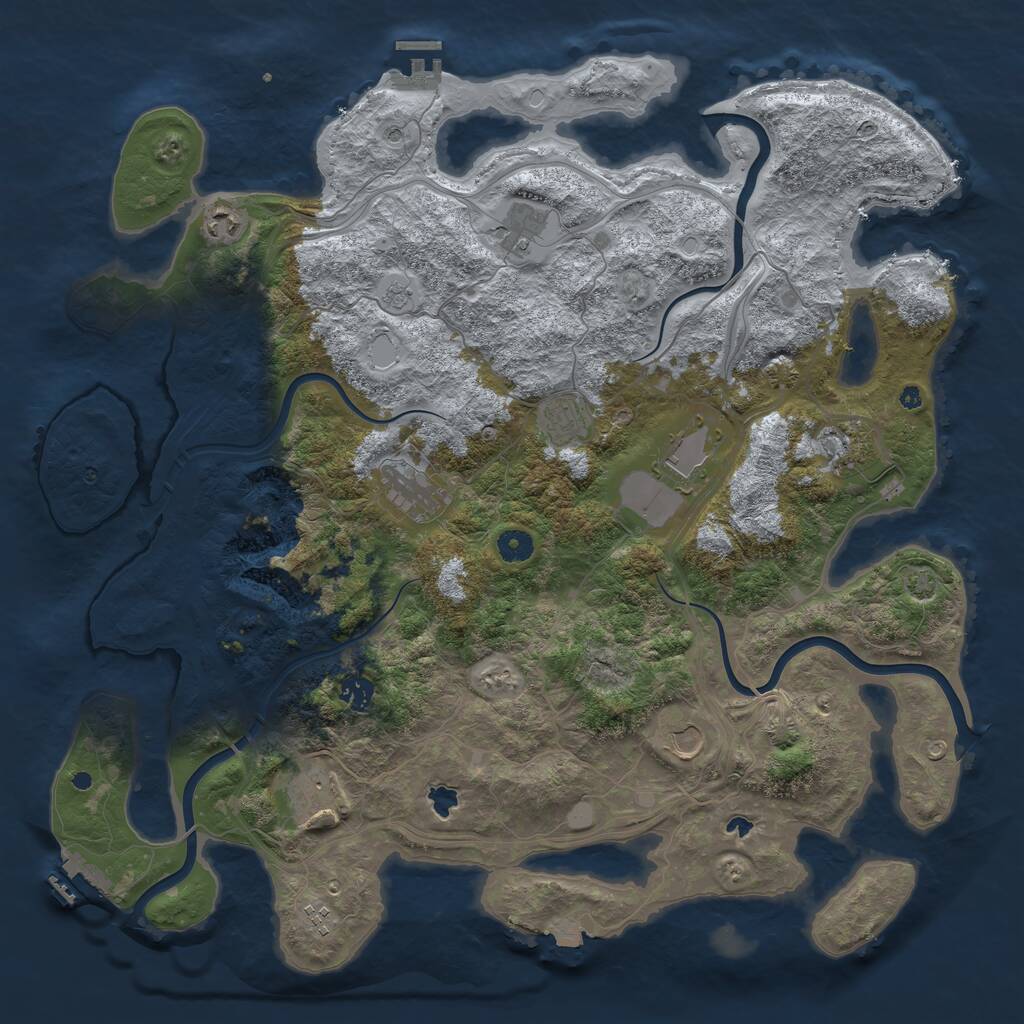 Rust Map: Procedural Map, Size: 4500, Seed: 857493093, 16 Monuments