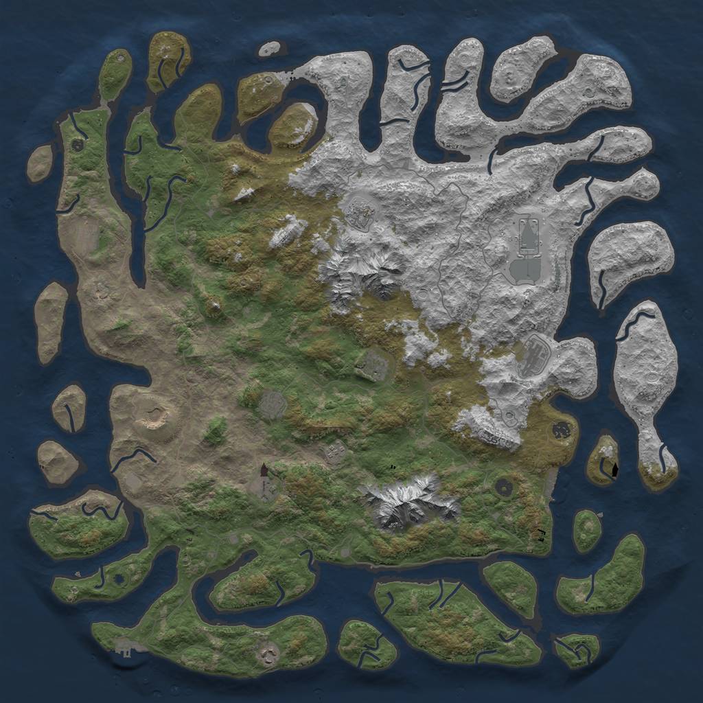 Rust Map: Procedural Map, Size: 6000, Seed: 1839339201, 19 Monuments