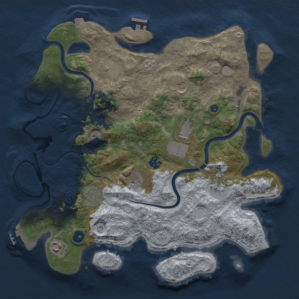 Rust Map: Procedural Map, Size: 3800, Seed: 456987, 15 Monuments
