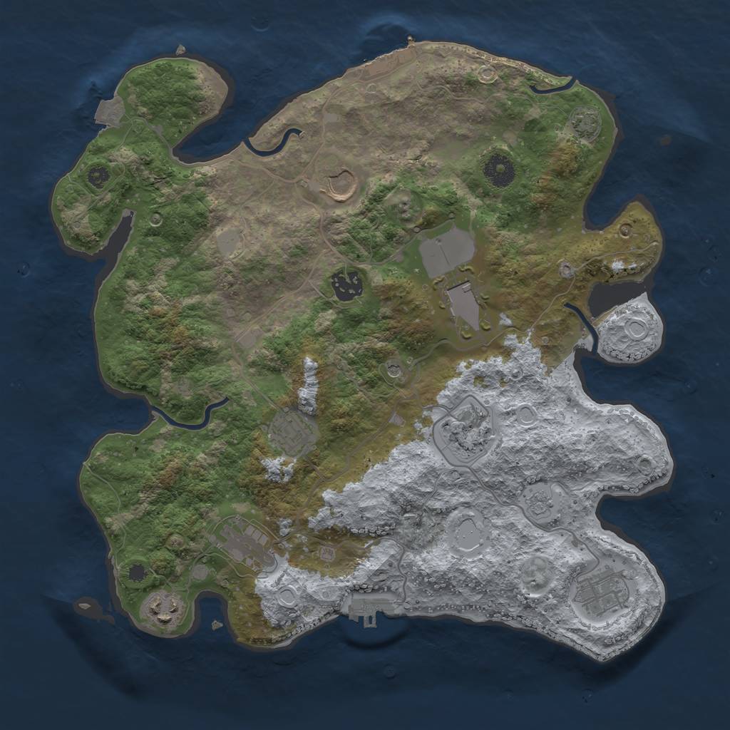 Rust Map: Procedural Map, Size: 3500, Seed: 683257345, 16 Monuments