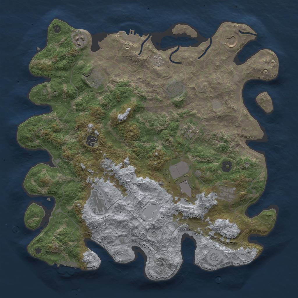 Rust Map: Procedural Map, Size: 4000, Seed: 2051770077, 17 Monuments