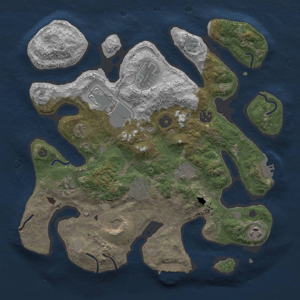 Rust Map: Procedural Map, Size: 3500, Seed: 206172762, 17 Monuments