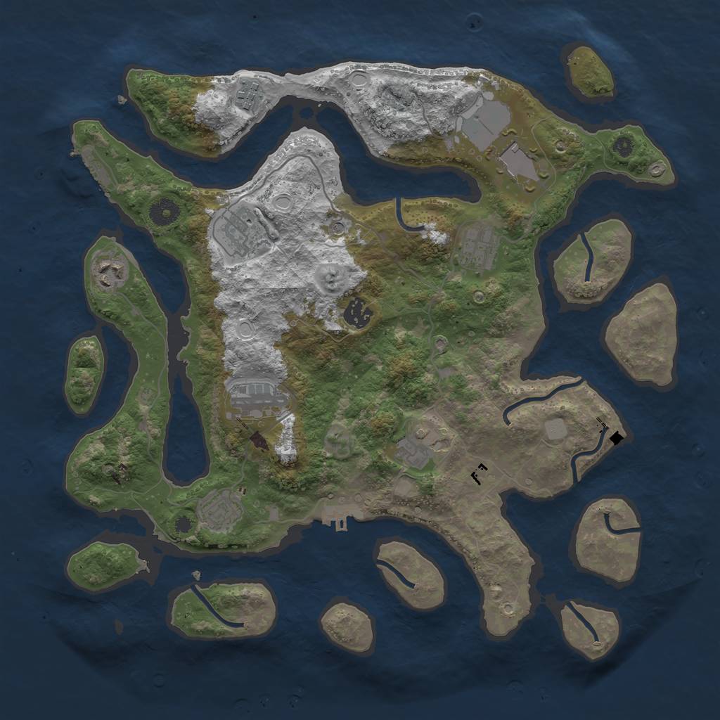 Rust Map: Procedural Map, Size: 3800, Seed: 758246, 17 Monuments