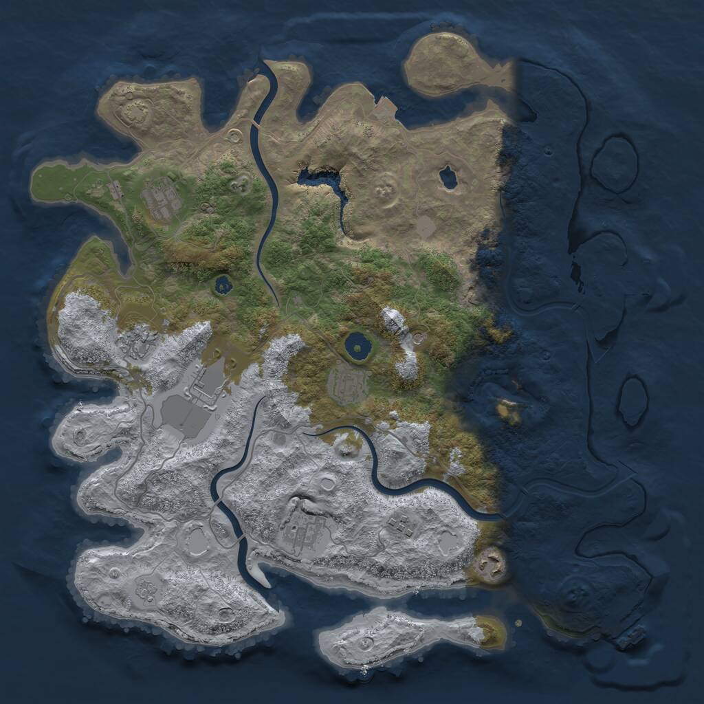Rust Map: Procedural Map, Size: 4000, Seed: 2499, 13 Monuments