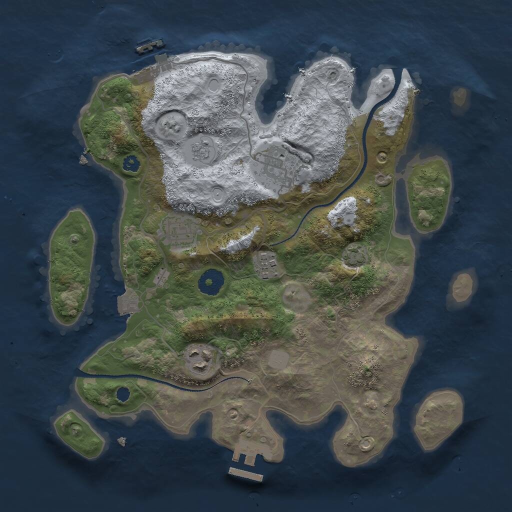 Rust Map: Procedural Map, Size: 3000, Seed: 373598, 9 Monuments