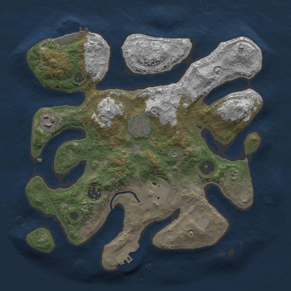 Rust Map: Procedural Map, Size: 3000, Seed: 484383, 12 Monuments
