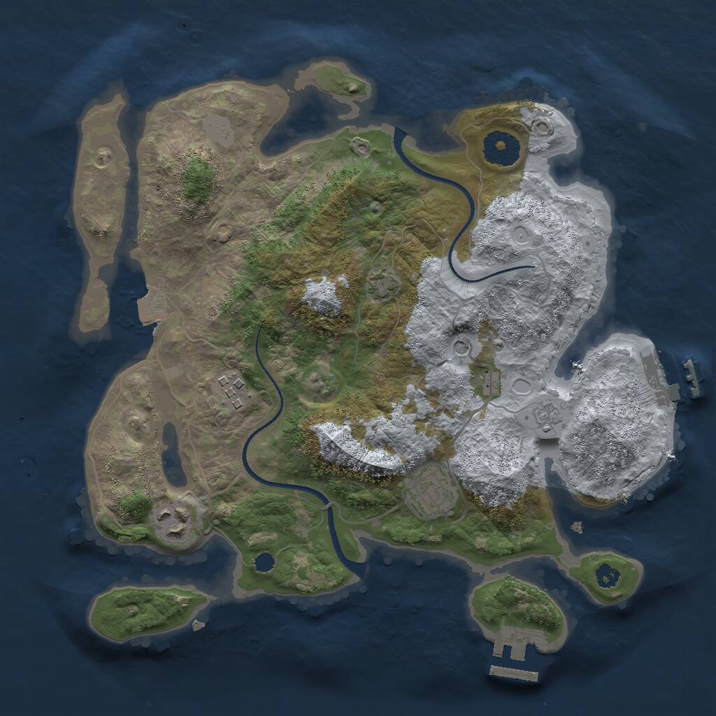 Rust Map: Procedural Map, Size: 3000, Seed: 811054671, 9 Monuments