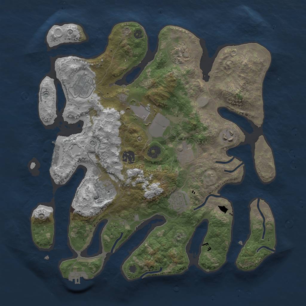 Rust Map: Procedural Map, Size: 3500, Seed: 421800957, 16 Monuments