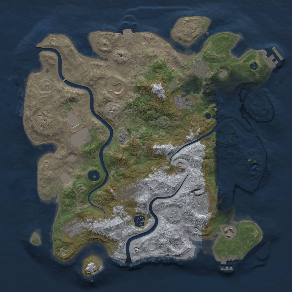 Rust Map: Procedural Map, Size: 3800, Seed: 1896436438, 17 Monuments