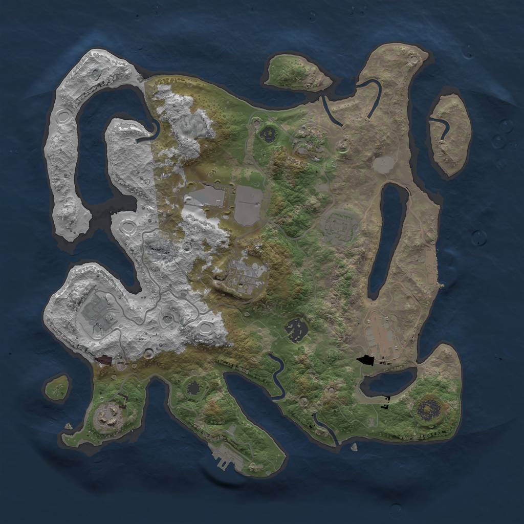 Rust Map: Procedural Map, Size: 3500, Seed: 81639643, 16 Monuments