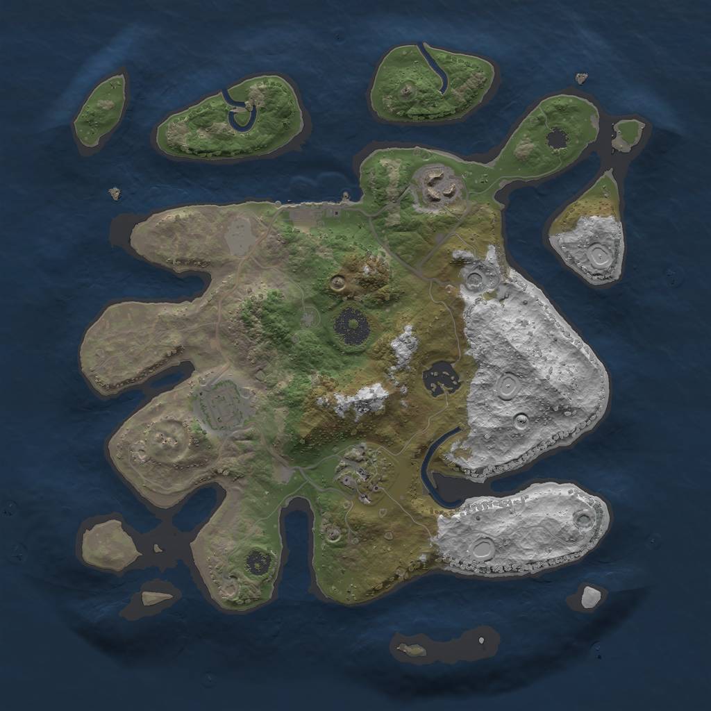 Rust Map: Procedural Map, Size: 3000, Seed: 533958, 11 Monuments