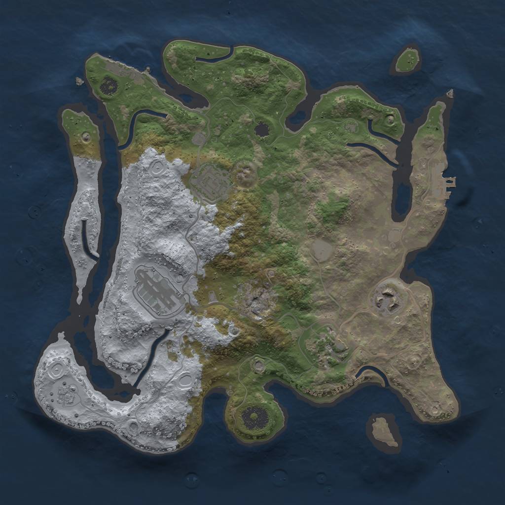 Rust Map: Procedural Map, Size: 3000, Seed: 151051, 10 Monuments