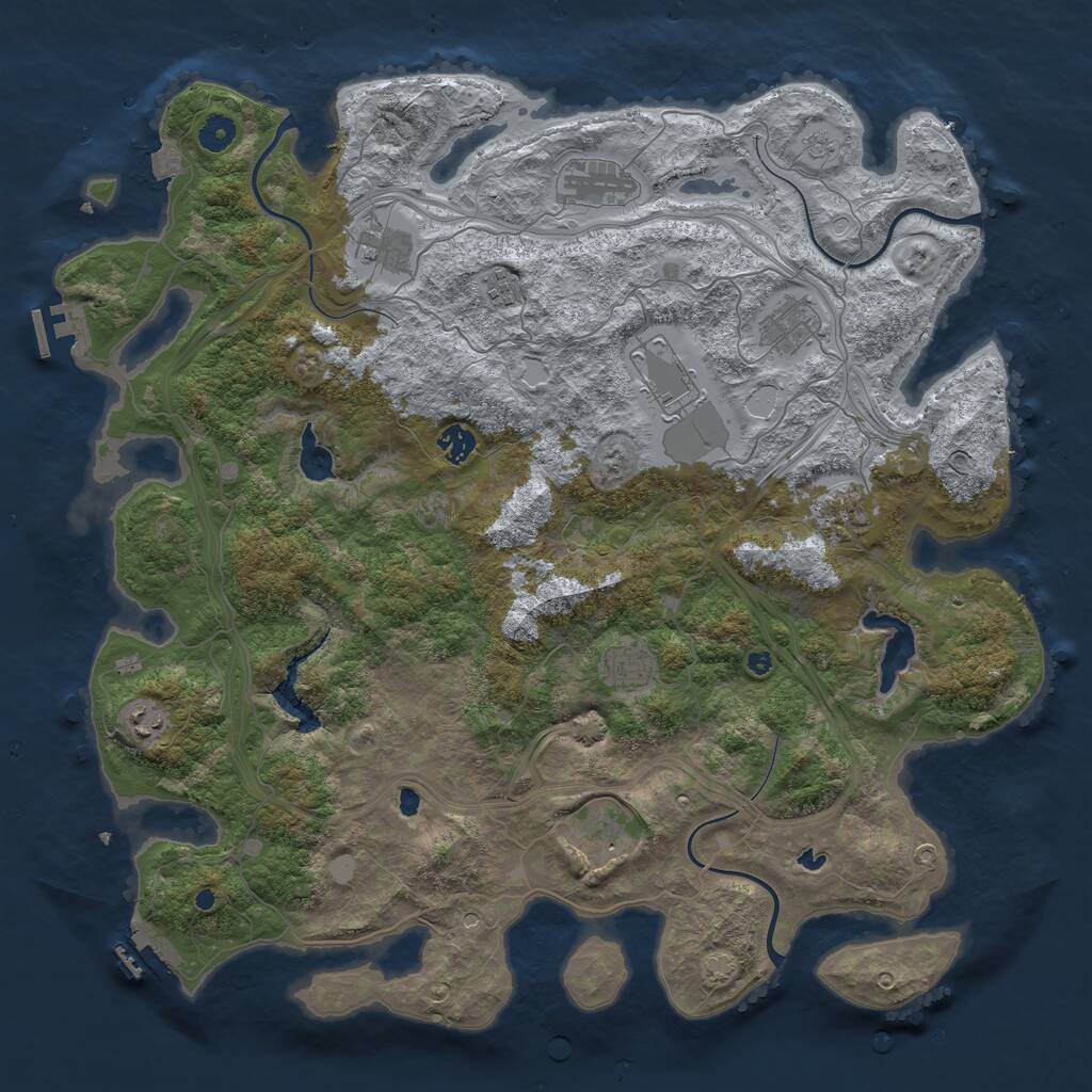 Rust Map: Procedural Map, Size: 4500, Seed: 36174410, 16 Monuments