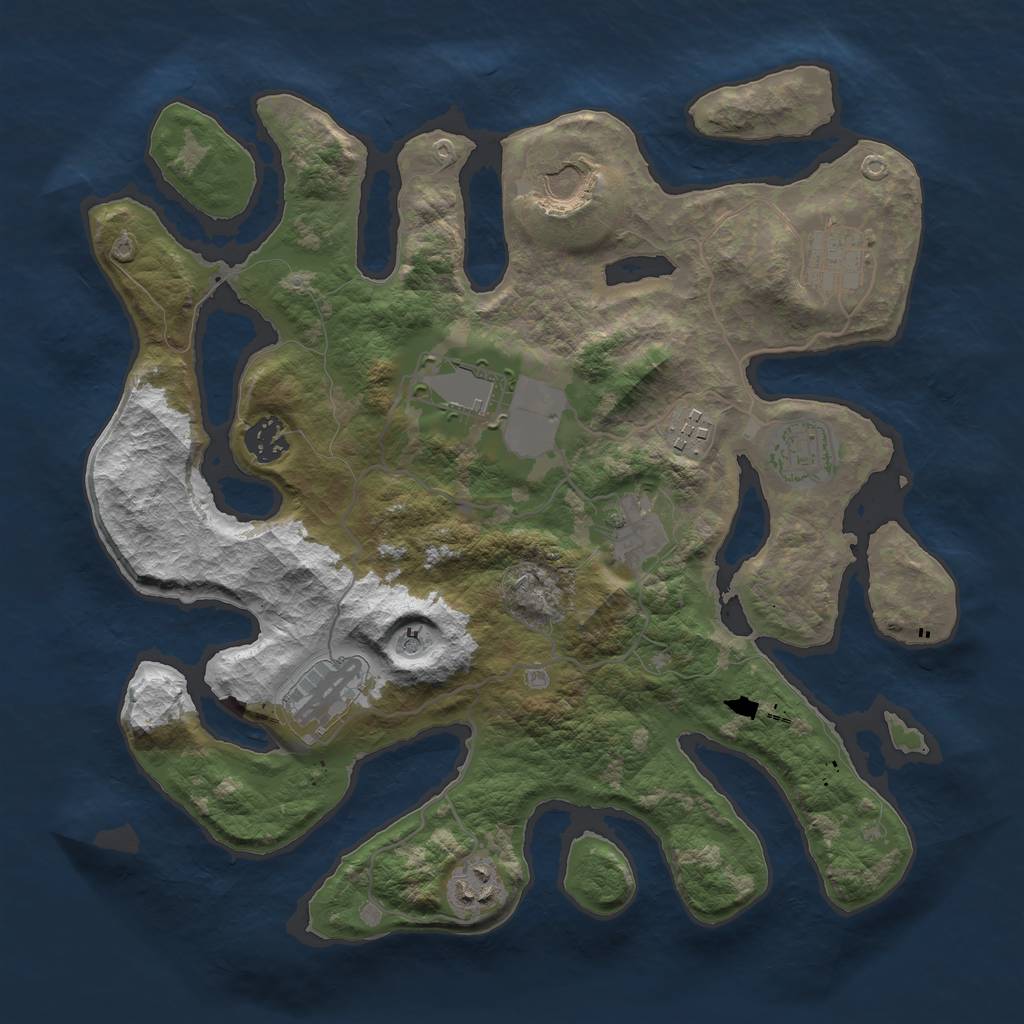 Rust Map: Barren, Size: 3500, Seed: 89443014, 12 Monuments