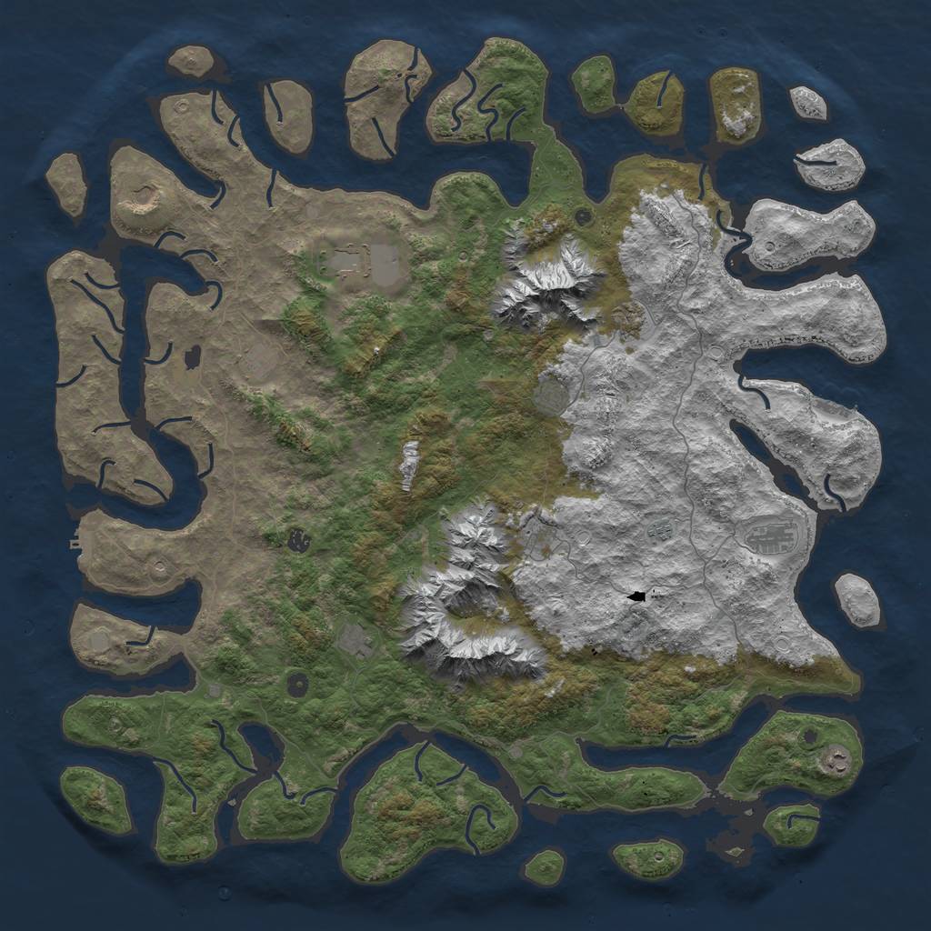 Rust Map: Procedural Map, Size: 6000, Seed: 45111, 19 Monuments