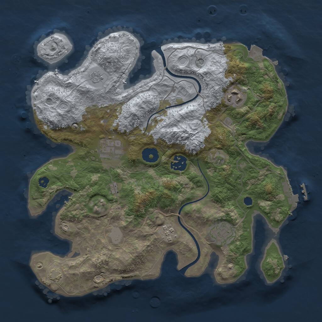 Rust Map: Procedural Map, Size: 3000, Seed: 15115, 10 Monuments
