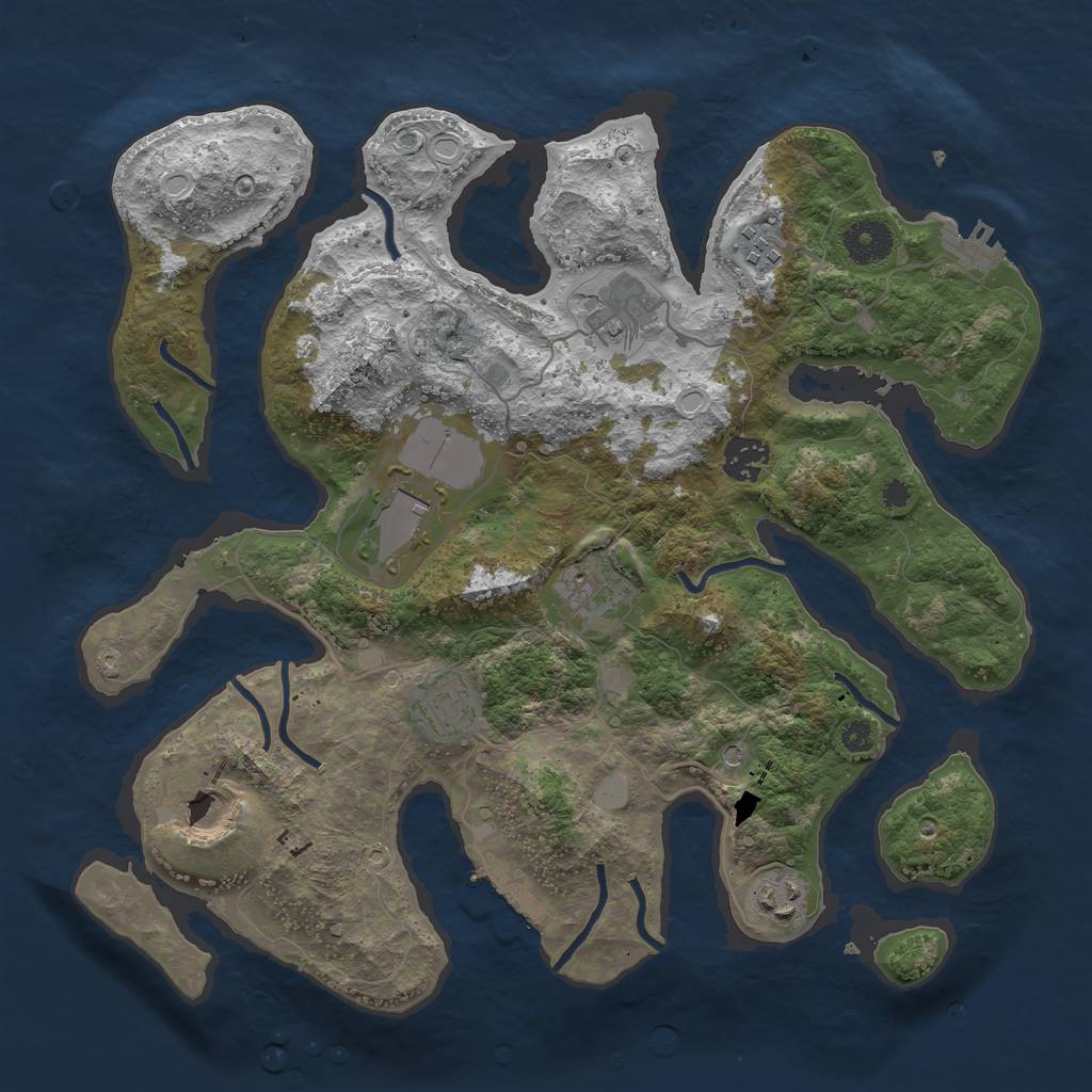Rust Map: Procedural Map, Size: 3550, Seed: 164311, 16 Monuments