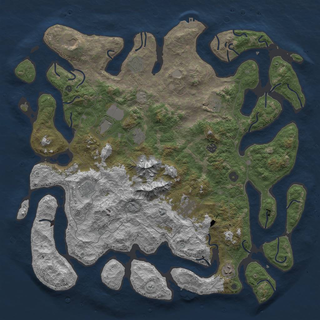 Rust Map: Procedural Map, Size: 5000, Seed: 24967998, 18 Monuments