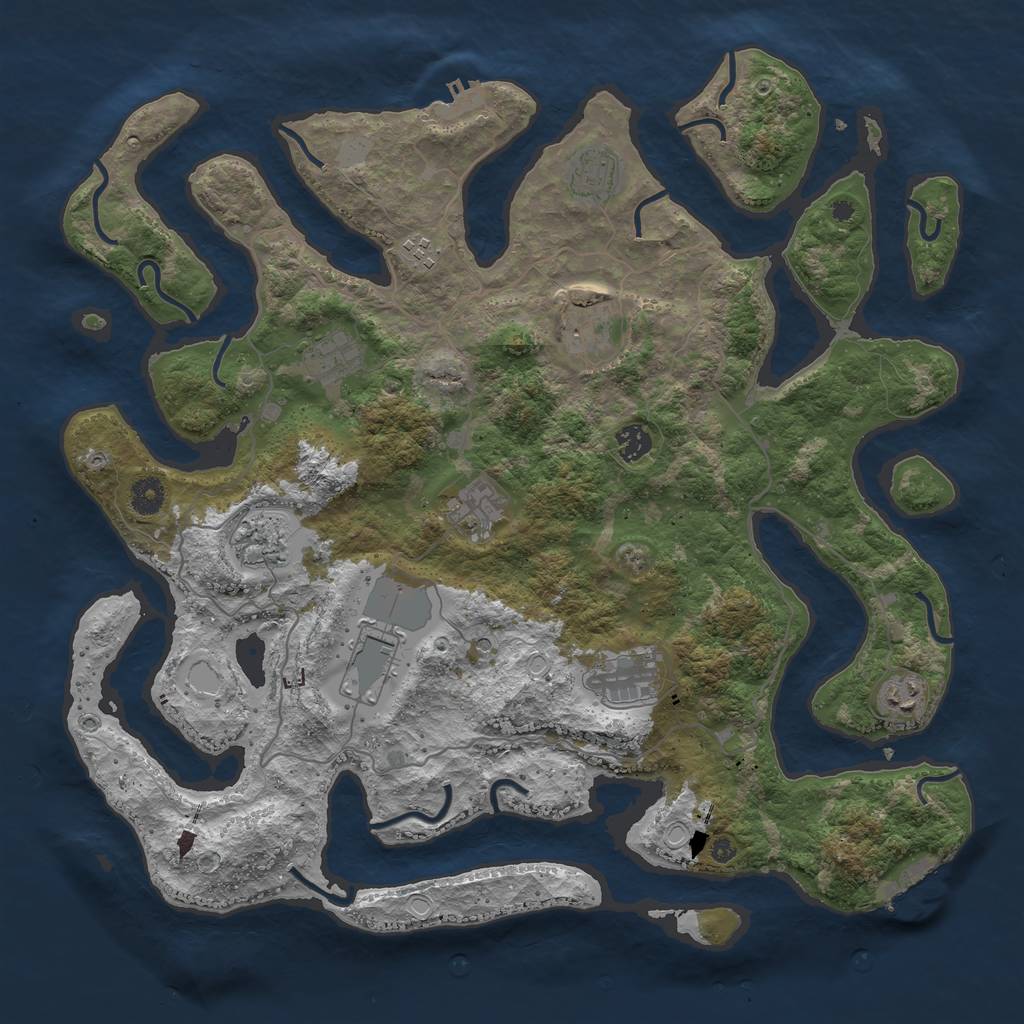 Rust Map: Procedural Map, Size: 4250, Seed: 808346077, 18 Monuments