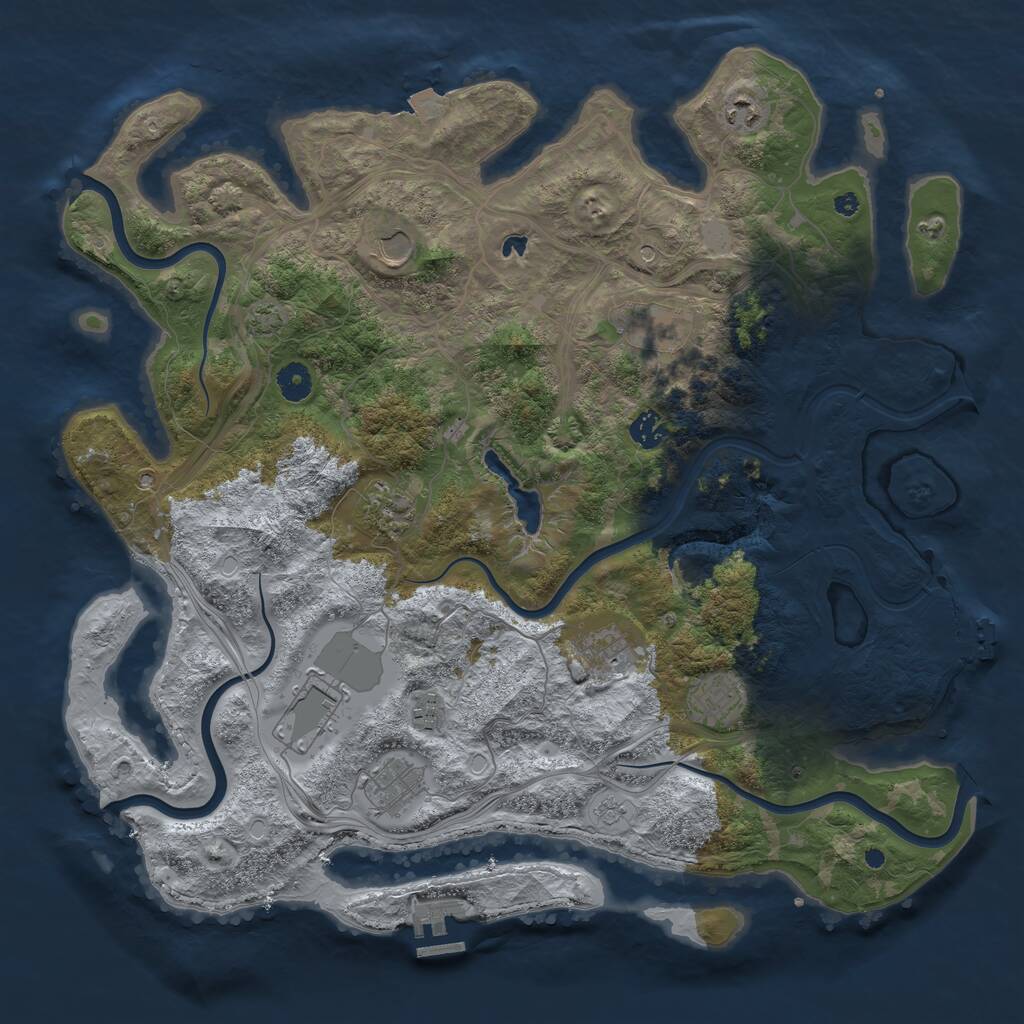Rust Map: Procedural Map, Size: 4250, Seed: 808346077, 16 Monuments