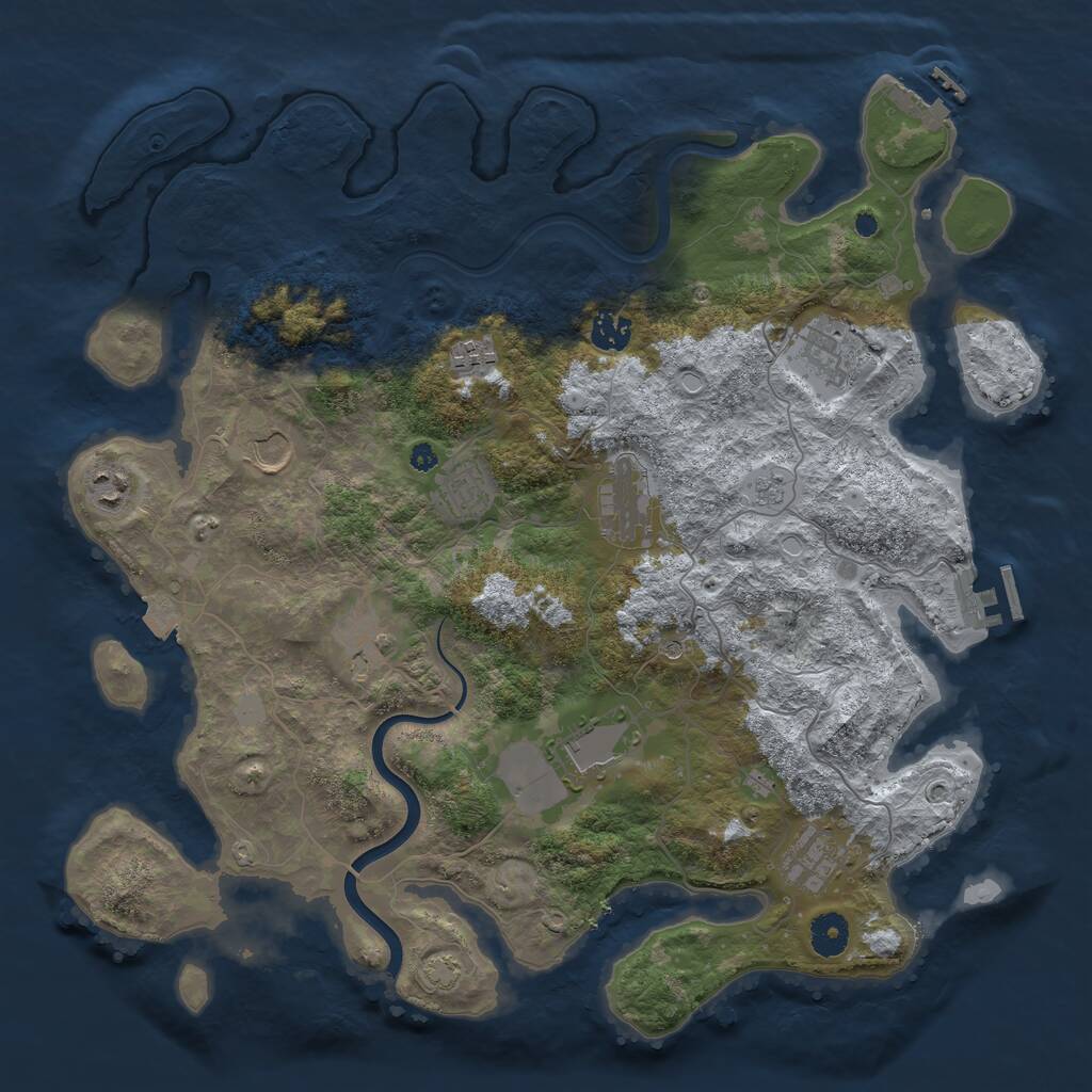 Rust Map: Procedural Map, Size: 3950, Seed: 1140511062, 16 Monuments