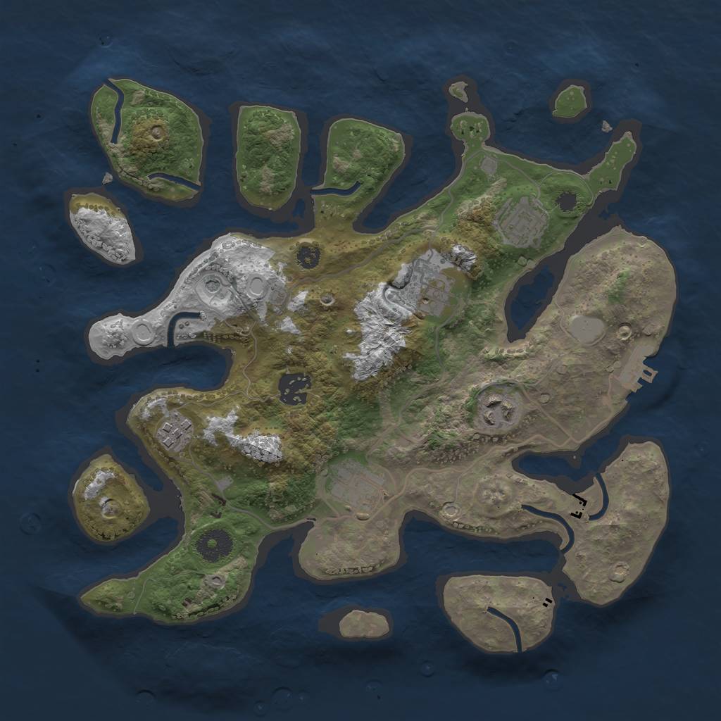 Rust Map: Procedural Map, Size: 3200, Seed: 123321, 13 Monuments