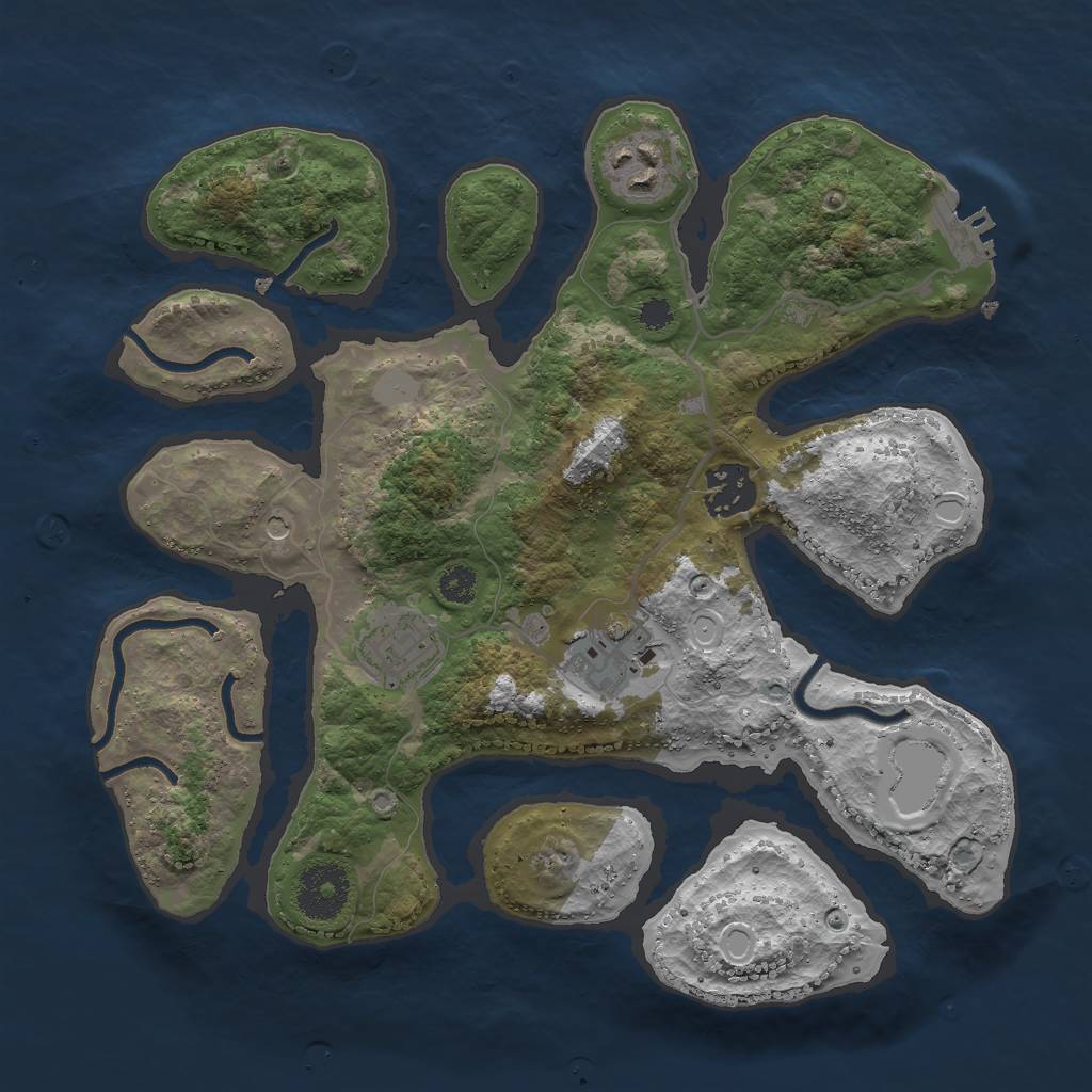 Rust Map: Procedural Map, Size: 3000, Seed: 383478516, 11 Monuments