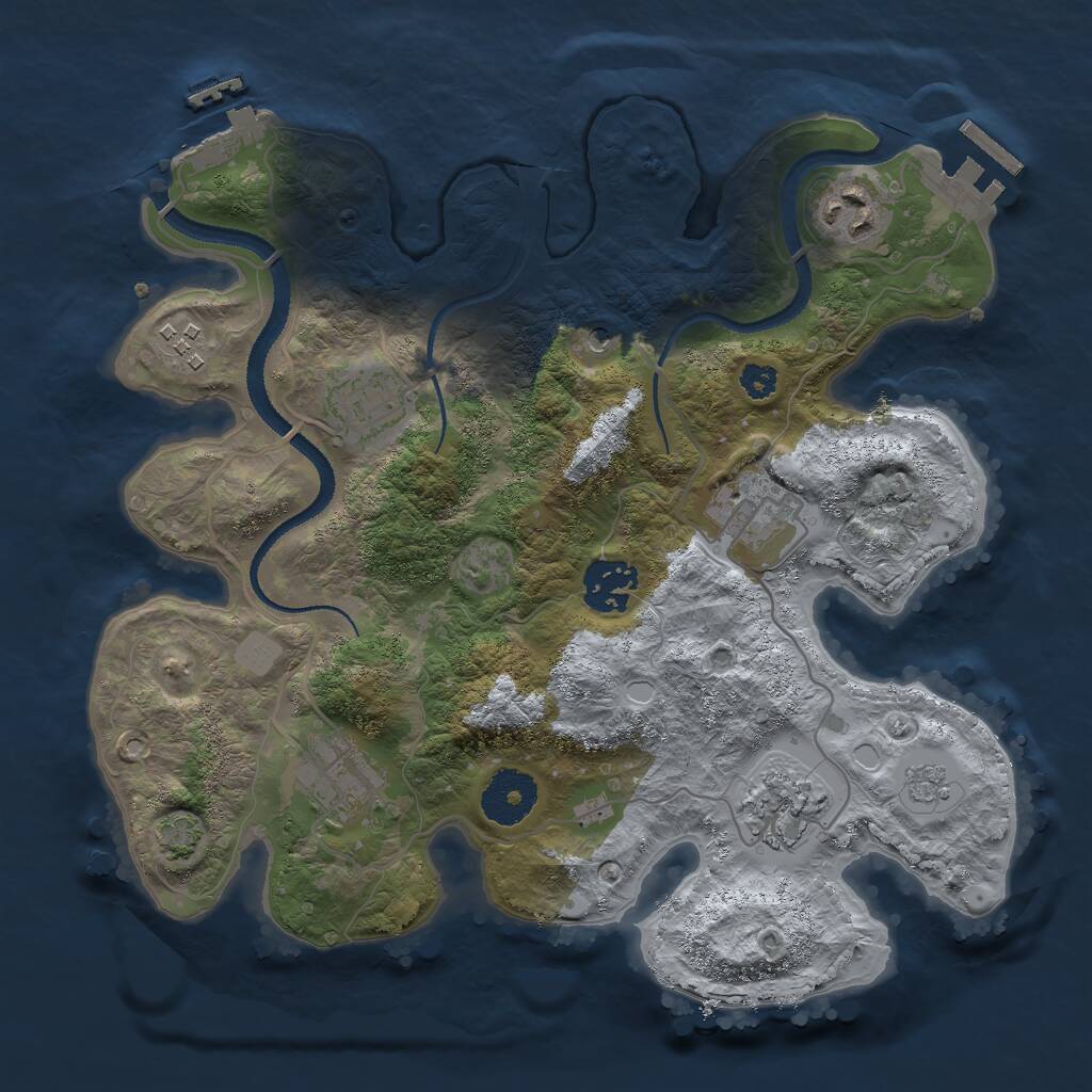 Rust Map: Procedural Map, Size: 3000, Seed: 383478516, 13 Monuments