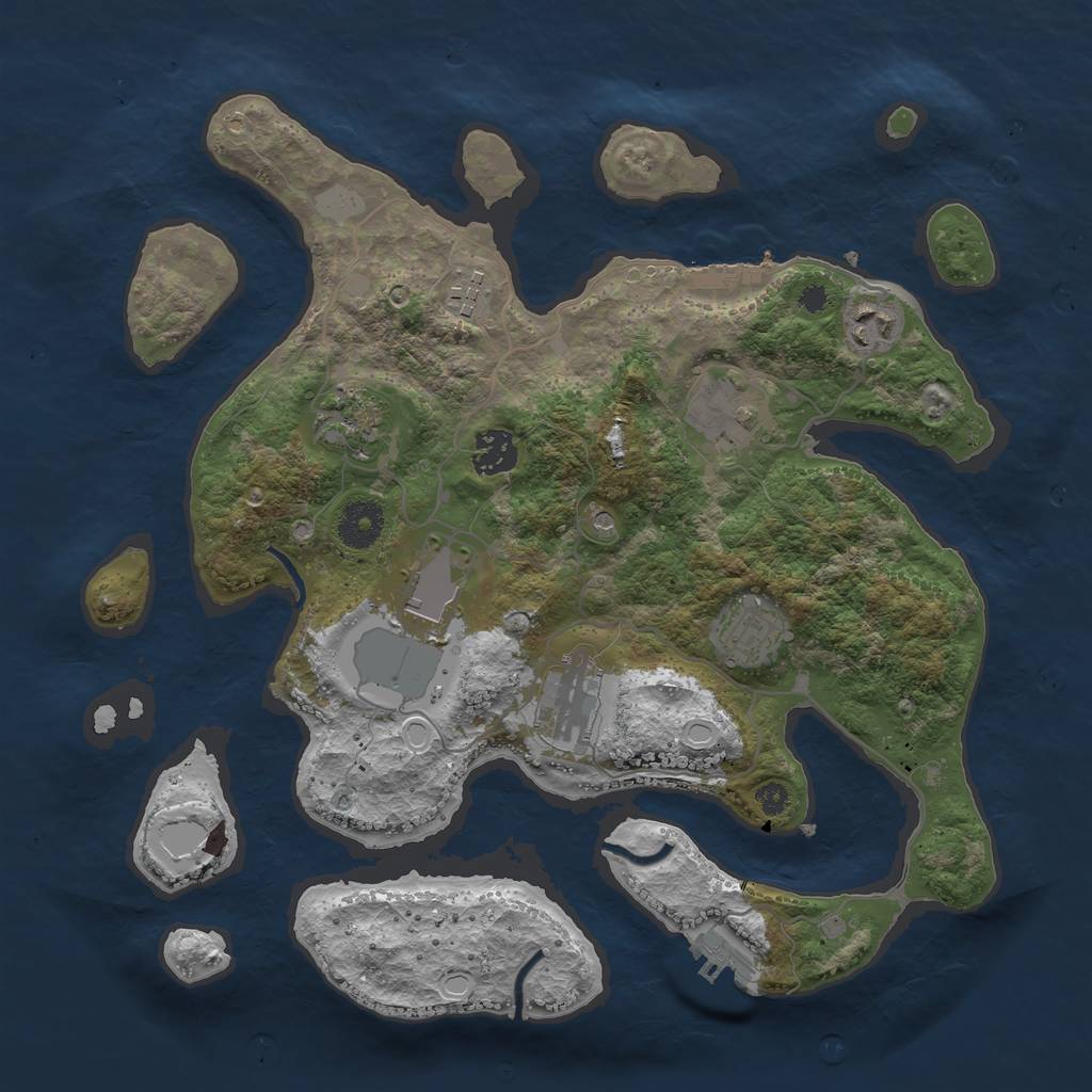 Rust Map: Procedural Map, Size: 3500, Seed: 7545849, 16 Monuments