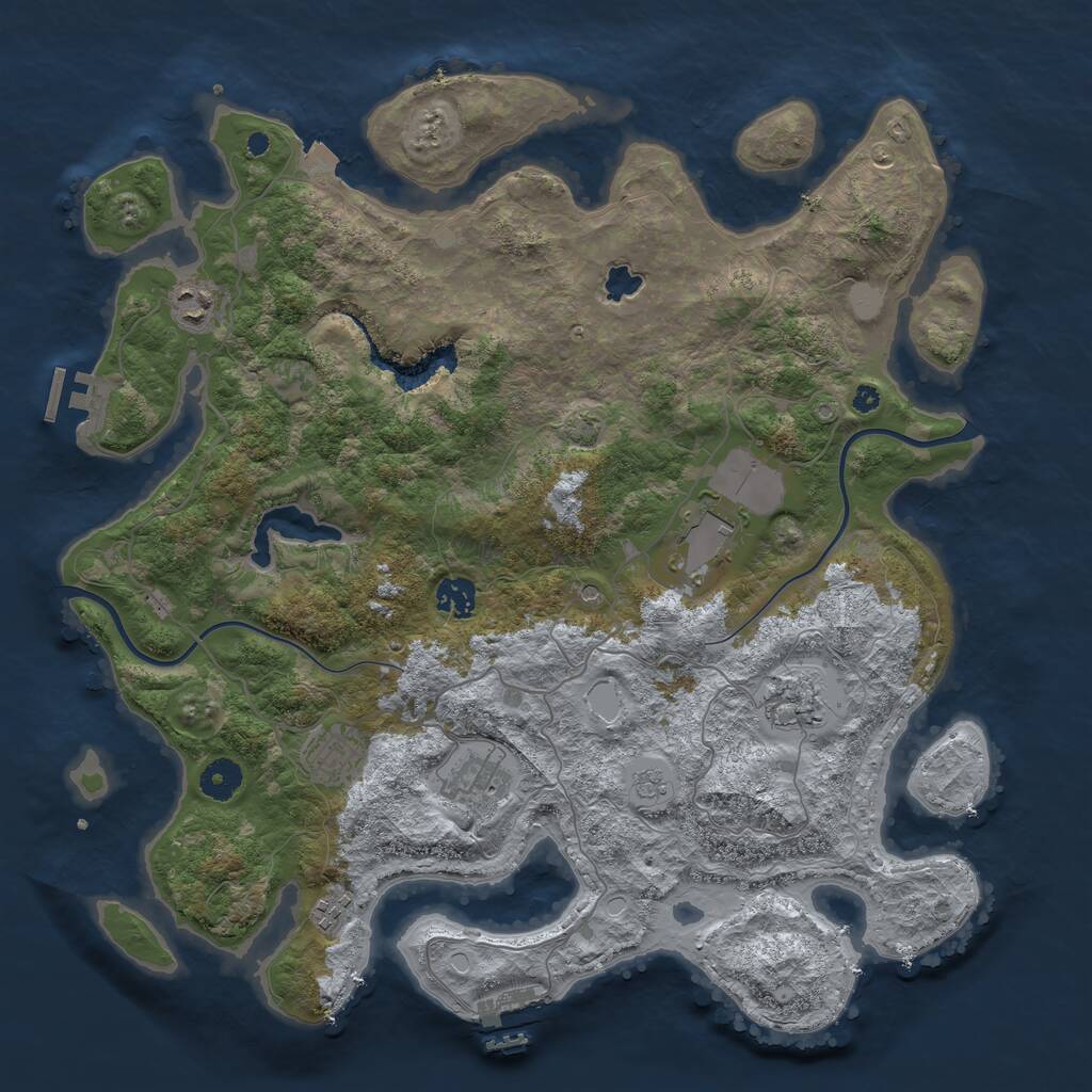 Rust Map: Procedural Map, Size: 4000, Seed: 6969088, 13 Monuments