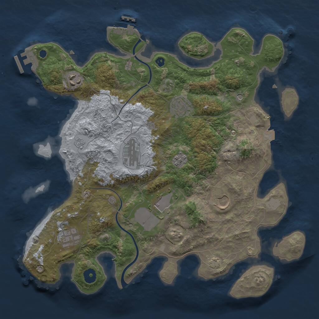 Rust Map: Procedural Map, Size: 3500, Seed: 839924797, 13 Monuments
