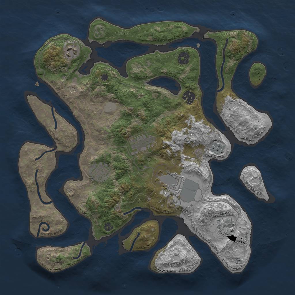 Rust Map: Procedural Map, Size: 3500, Seed: 1633283027, 13 Monuments