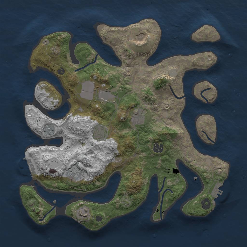 Rust Map: Procedural Map, Size: 3500, Seed: 356465, 16 Monuments