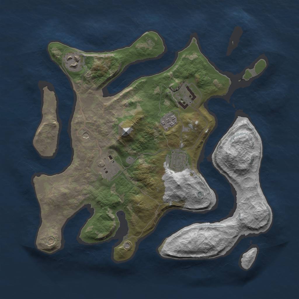 Rust Map: Barren, Size: 3000, Seed: 20000, 8 Monuments