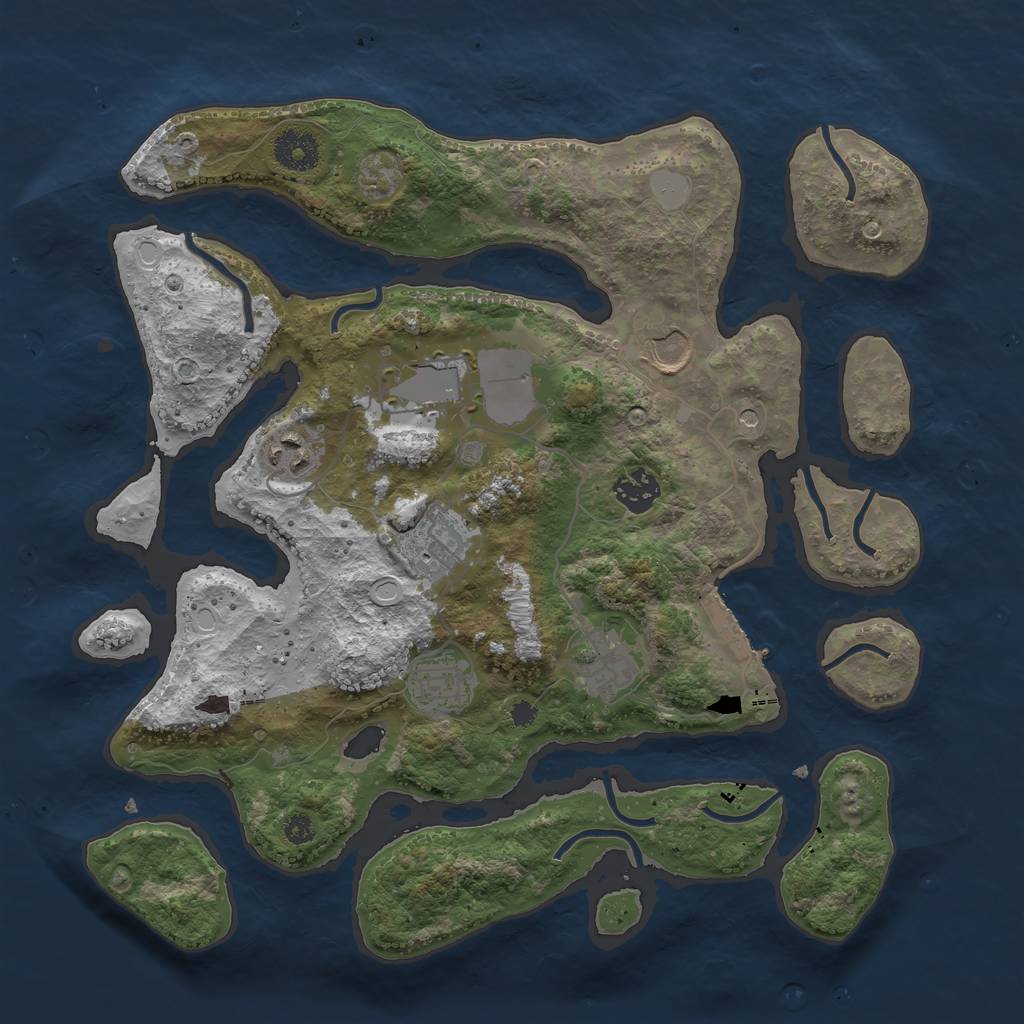 Rust Map: Procedural Map, Size: 3500, Seed: 518937310, 14 Monuments