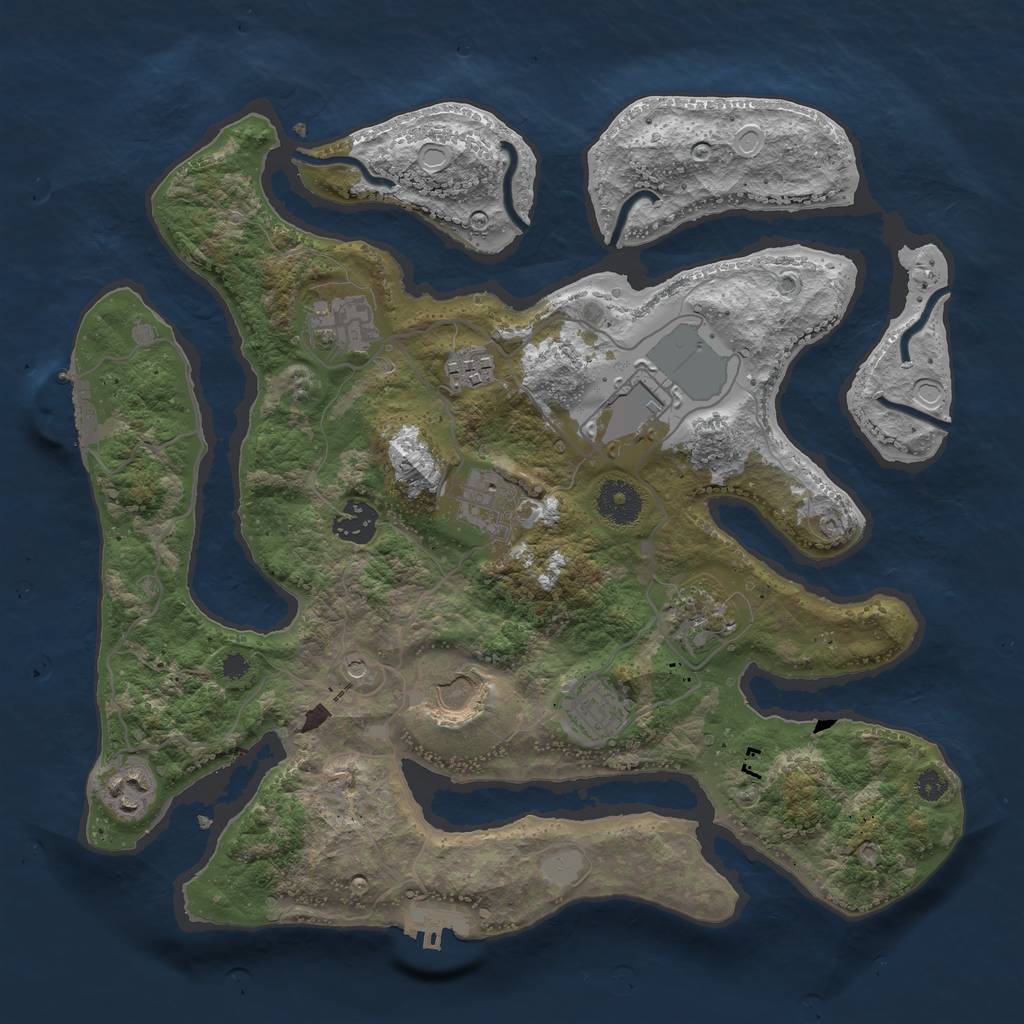 Rust Map: Procedural Map, Size: 3500, Seed: 389639192, 17 Monuments