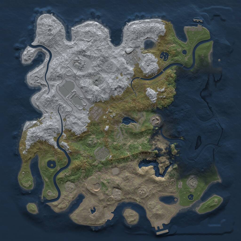 Rust Map: Procedural Map, Size: 4050, Seed: 1068307717, 15 Monuments
