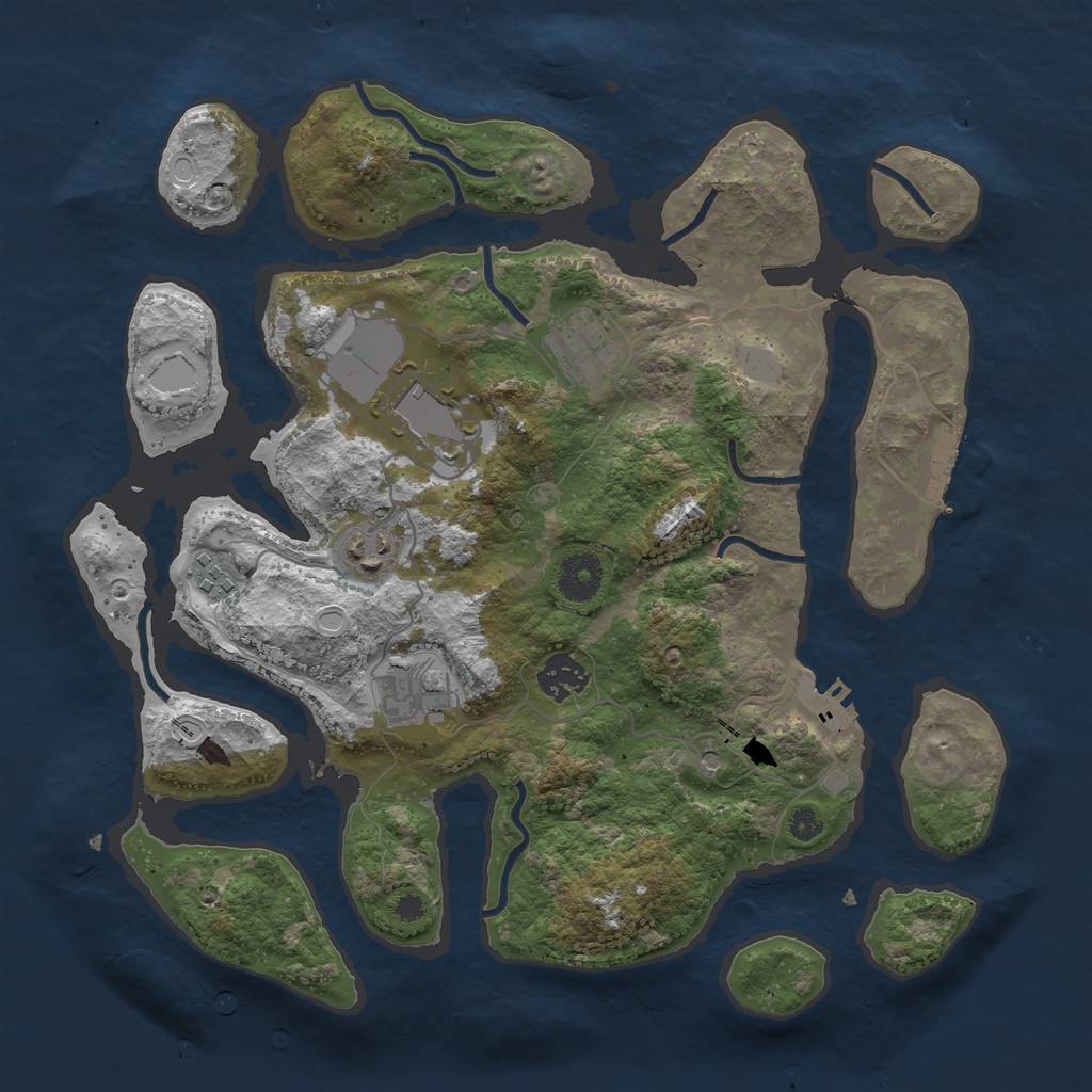 Rust Map: Procedural Map, Size: 3500, Seed: 6064283, 14 Monuments