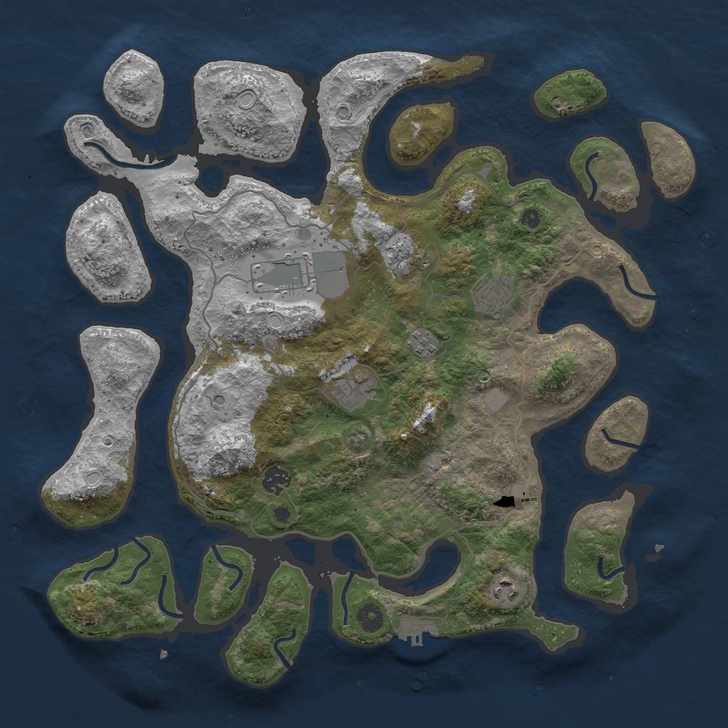 Rust Map: Procedural Map, Size: 4000, Seed: 889777, 14 Monuments