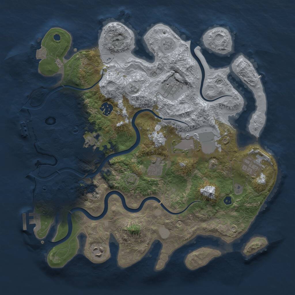 Rust Map: Procedural Map, Size: 3550, Seed: 719829, 14 Monuments