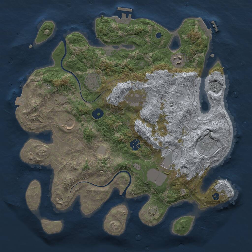Rust Map: Procedural Map, Size: 3500, Seed: 1737566551, 14 Monuments