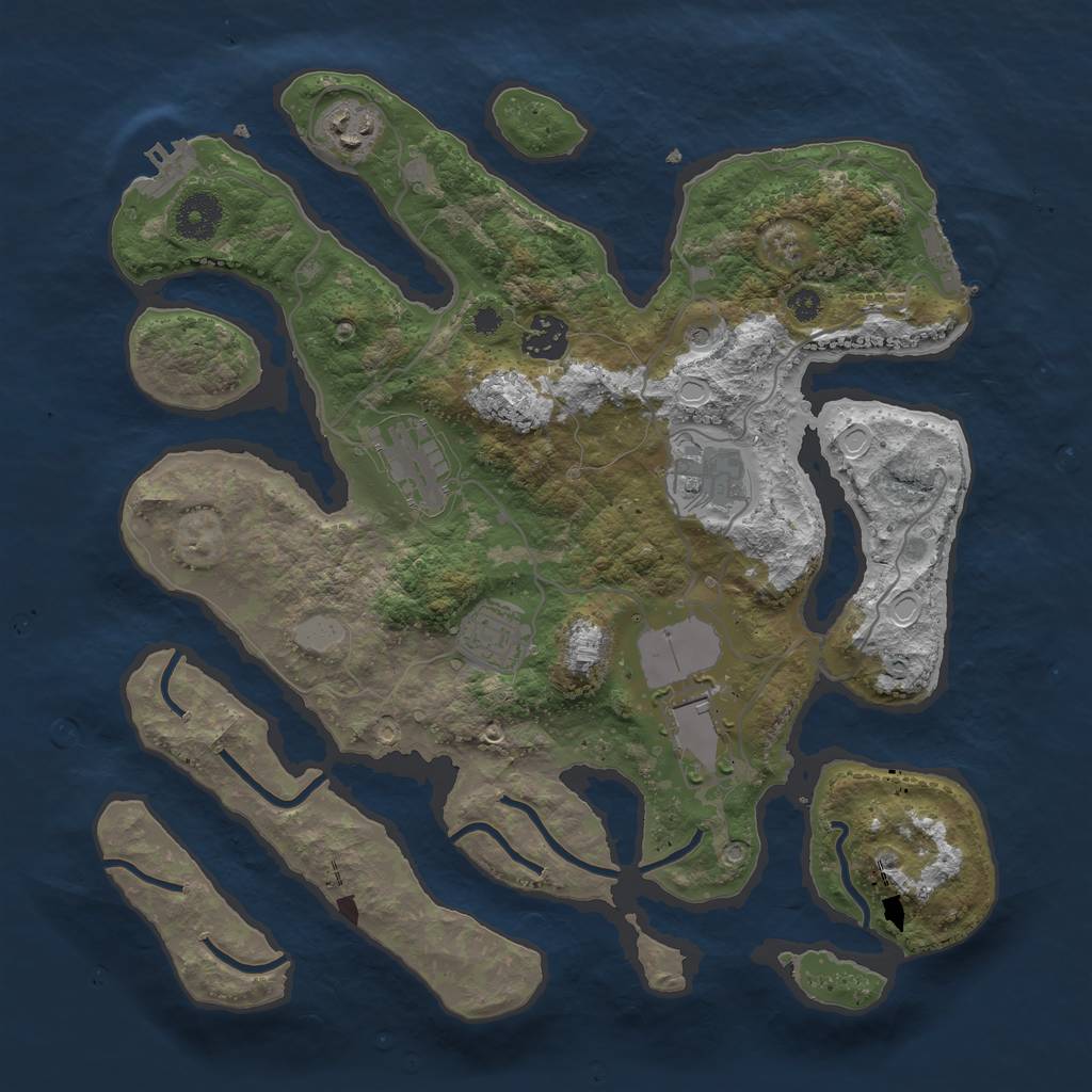 Rust Map: Procedural Map, Size: 3500, Seed: 1407620553, 14 Monuments