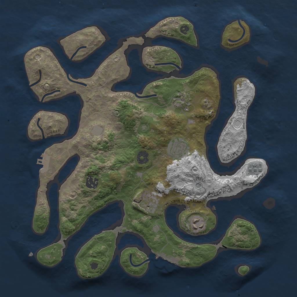 Rust Map: Procedural Map, Size: 3389, Seed: 13828, 14 Monuments
