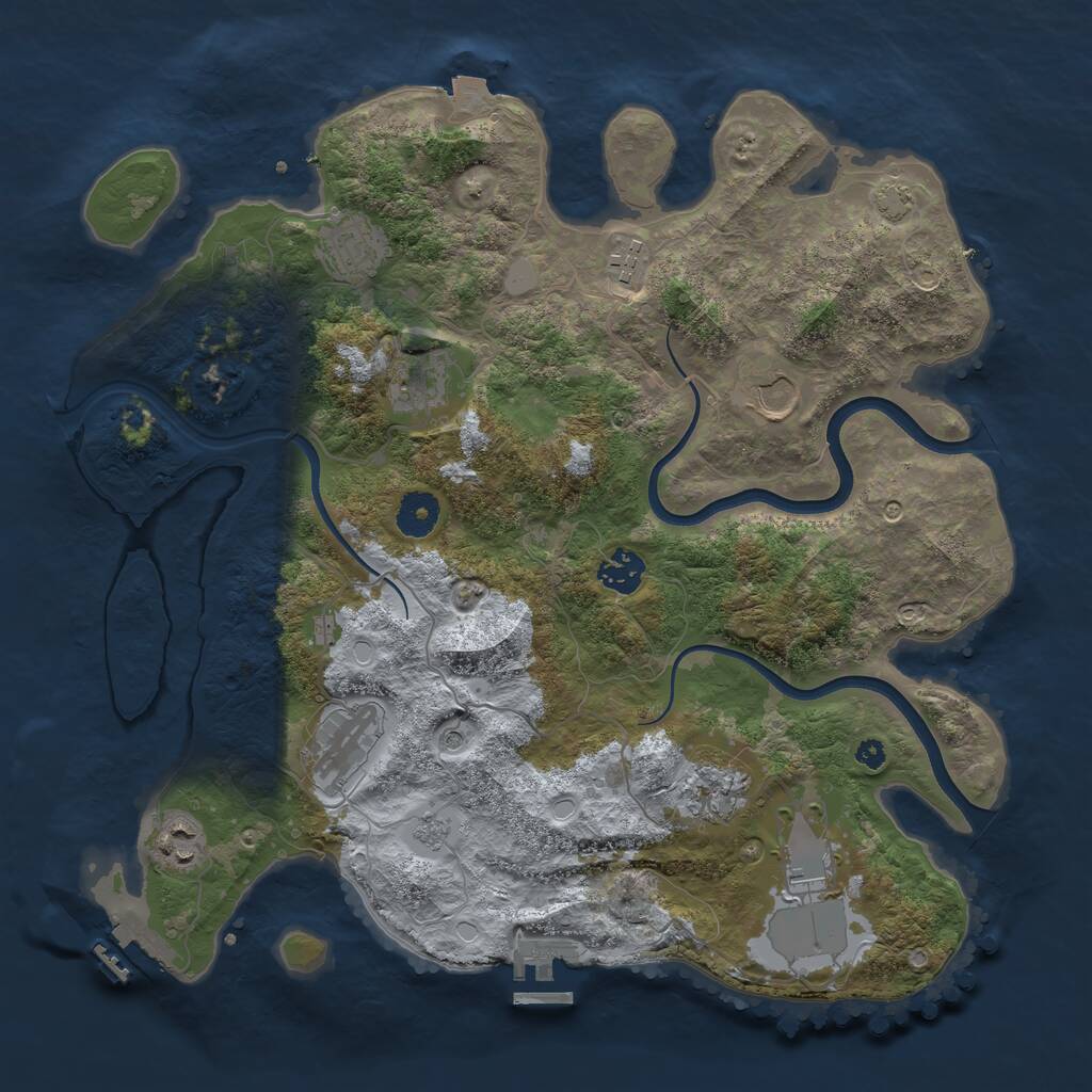 Rust Map: Procedural Map, Size: 3700, Seed: 401817796, 15 Monuments