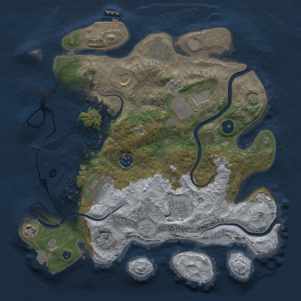 Rust Map: Procedural Map, Size: 3500, Seed: 1577460708, 13 Monuments