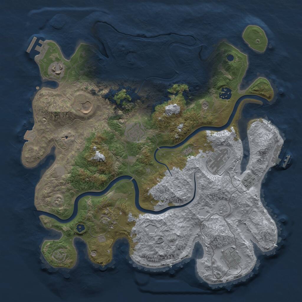 Rust Map: Procedural Map, Size: 3600, Seed: 435869707, 14 Monuments
