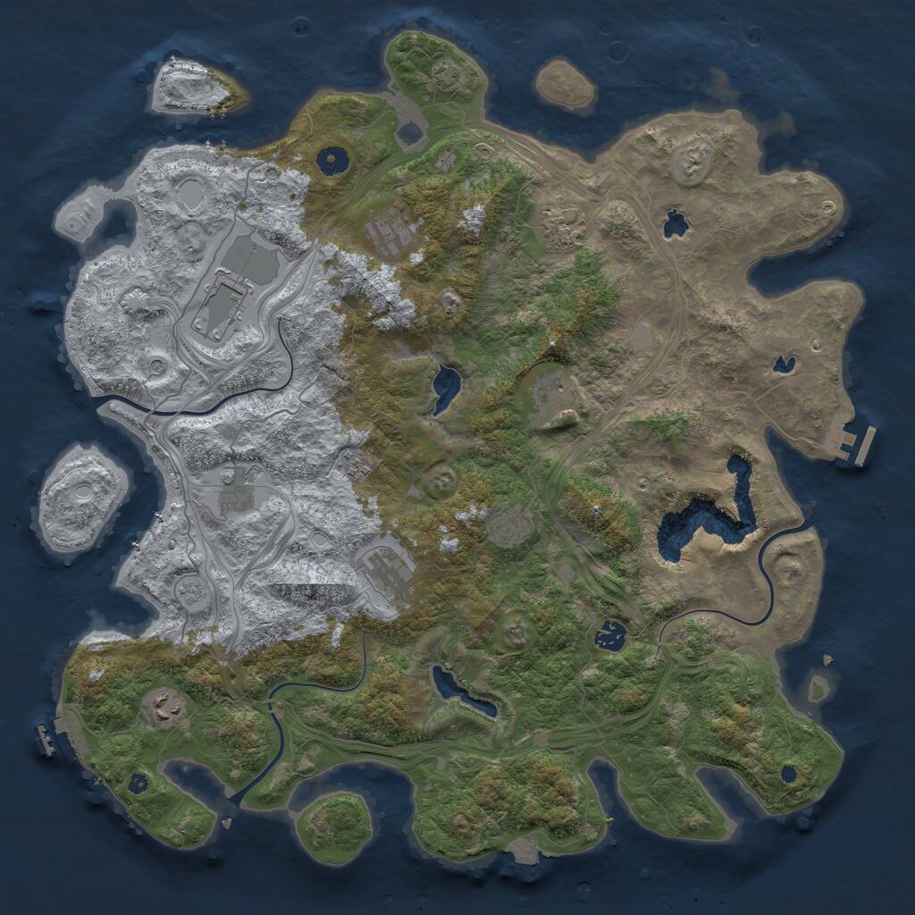 Rust Map: Procedural Map, Size: 4500, Seed: 1430898687, 16 Monuments