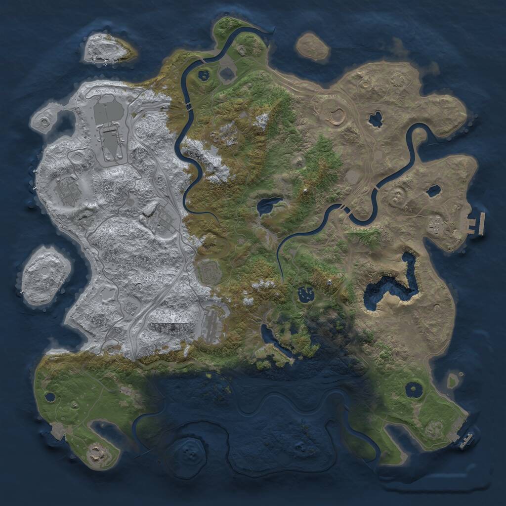 Rust Map: Procedural Map, Size: 4500, Seed: 1430898687, 16 Monuments
